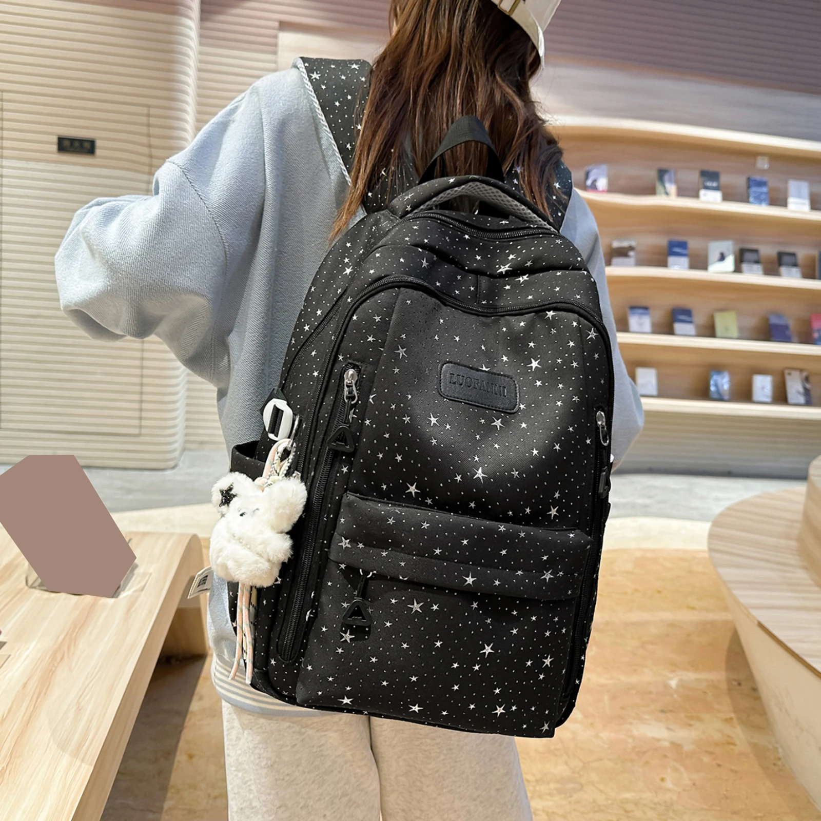 Shiny Starry Sky Backpack for Teen Girls School Holographic Glitter Foil Stamping Rucksack for Friends Family Gifts
