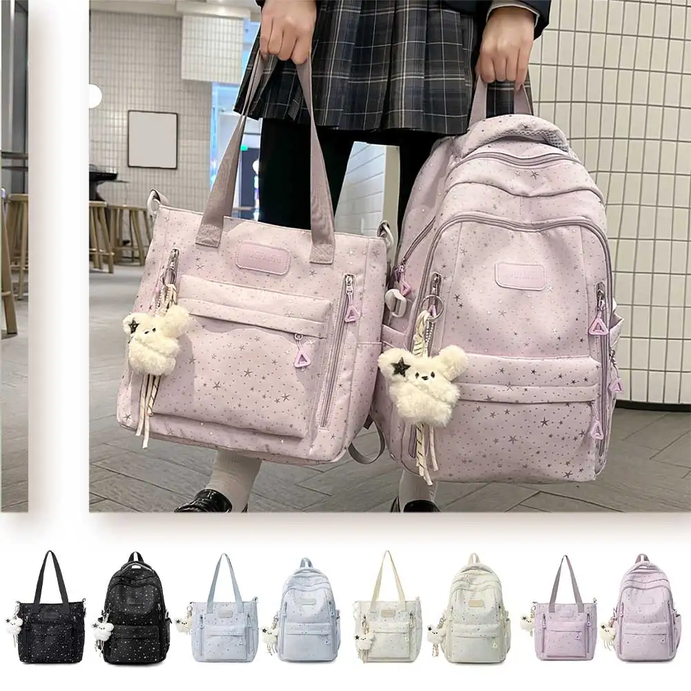 Shiny Starry Sky Backpack for Teen Girls School Holographic Glitter Foil Stamping Rucksack for Friends Family Gifts