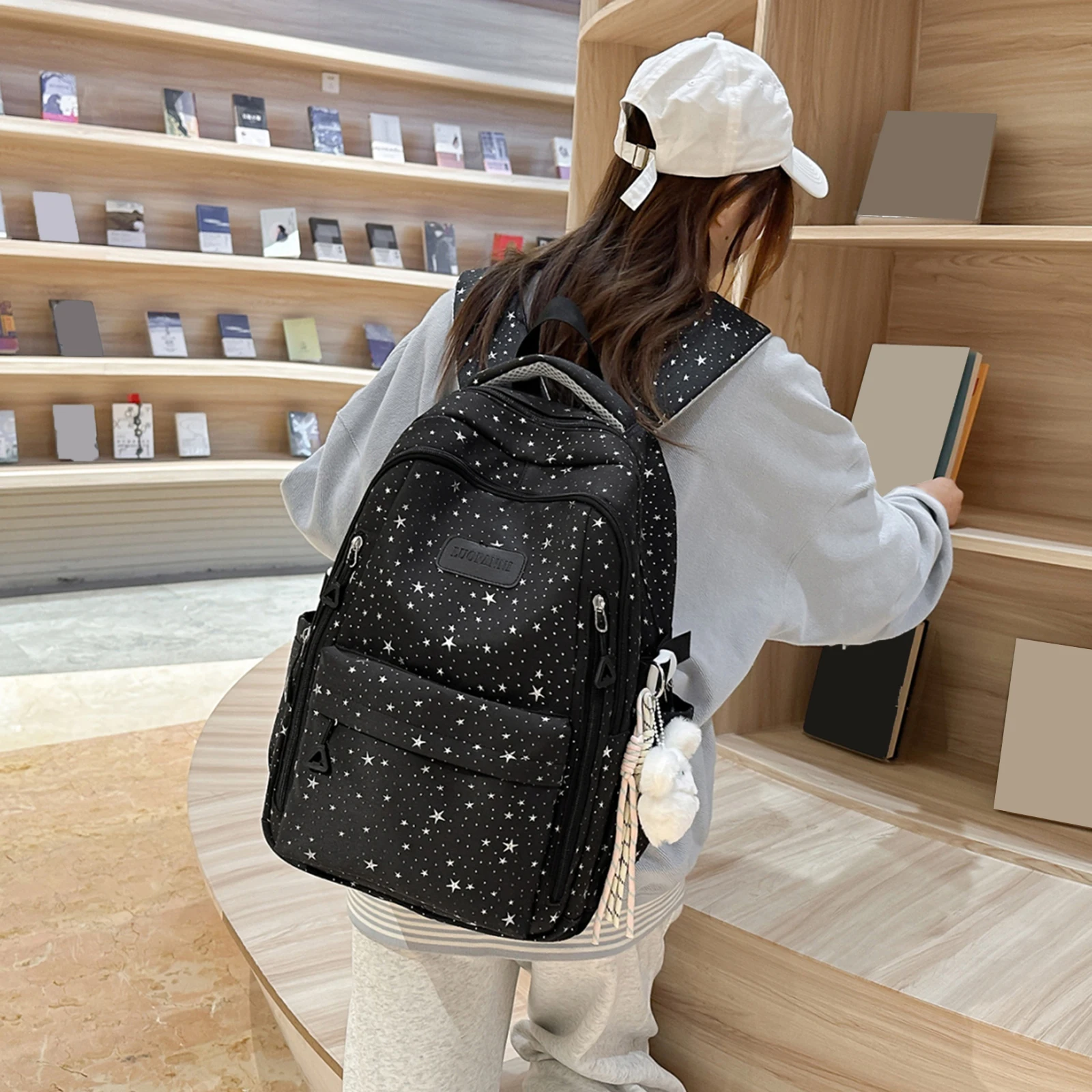 Shiny Starry Sky Backpack for Teen Girls School Holographic Glitter Foil Stamping Rucksack for Friends Family Gifts