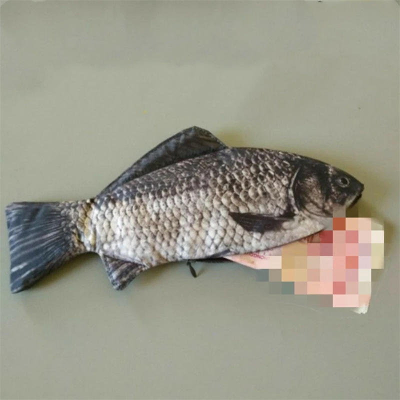 Simulated Crucian Pencil Bag Personality Creative Salt Fish Shaped Pen Pencil Case Funny Handbag for Students Teenages Girls