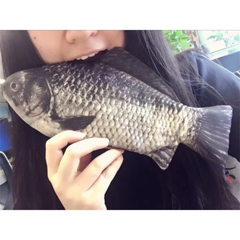 Simulated Crucian Pencil Bag Personality Creative Salt Fish Shaped Pen Pencil Case Funny Handbag for Students Teenages Girls