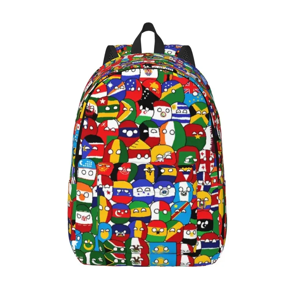 Countryball Cartoon Backpack School Bookbag Countries Earth Canvas Daypack Preschool Kindergarten Bag