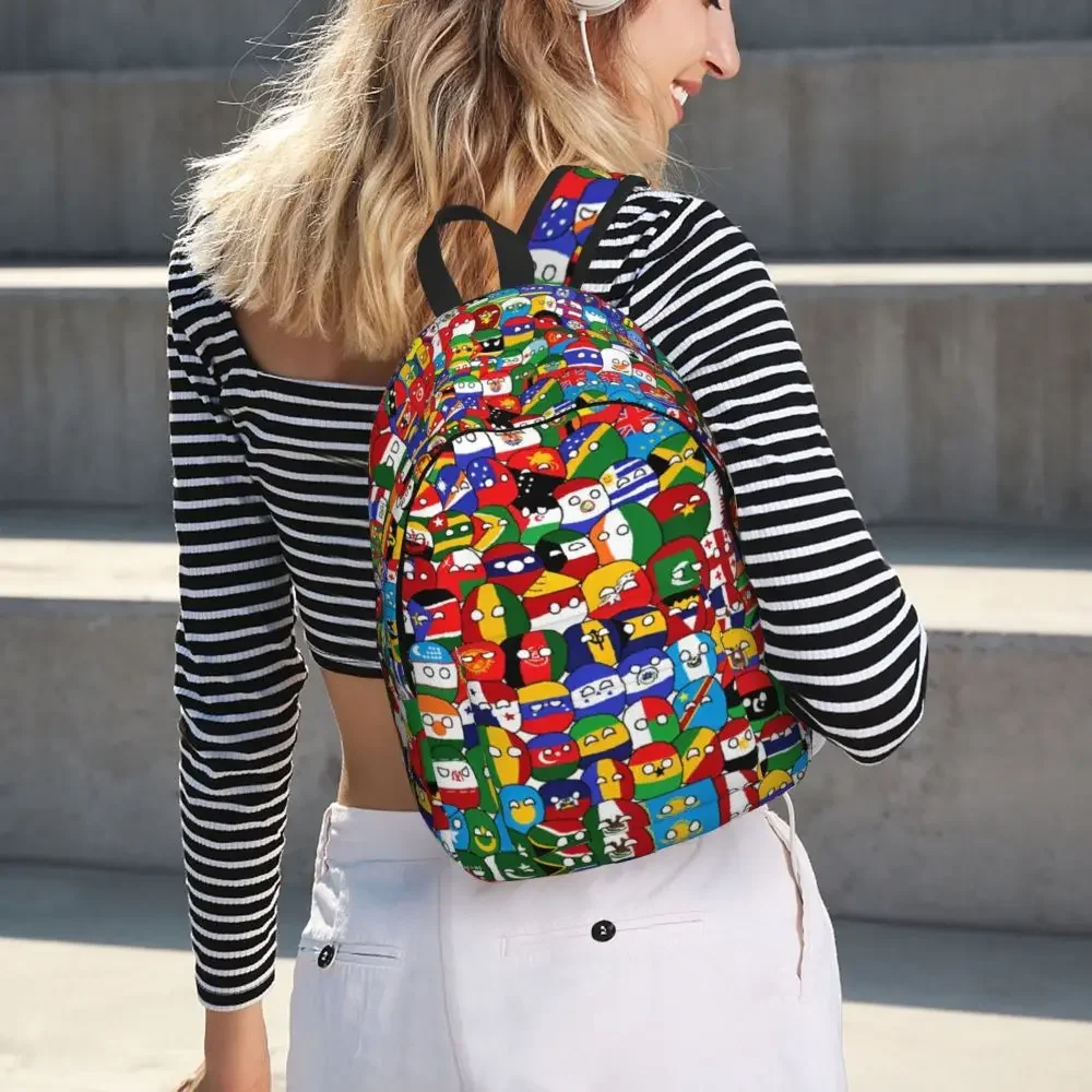 Countryball Cartoon Backpack School Bookbag Countries Earth Canvas Daypack Preschool Kindergarten Bag