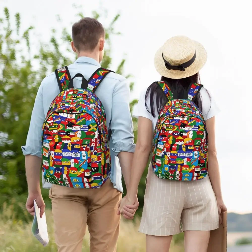 Countryball Cartoon Backpack School Bookbag Countries Earth Canvas Daypack Preschool Kindergarten Bag