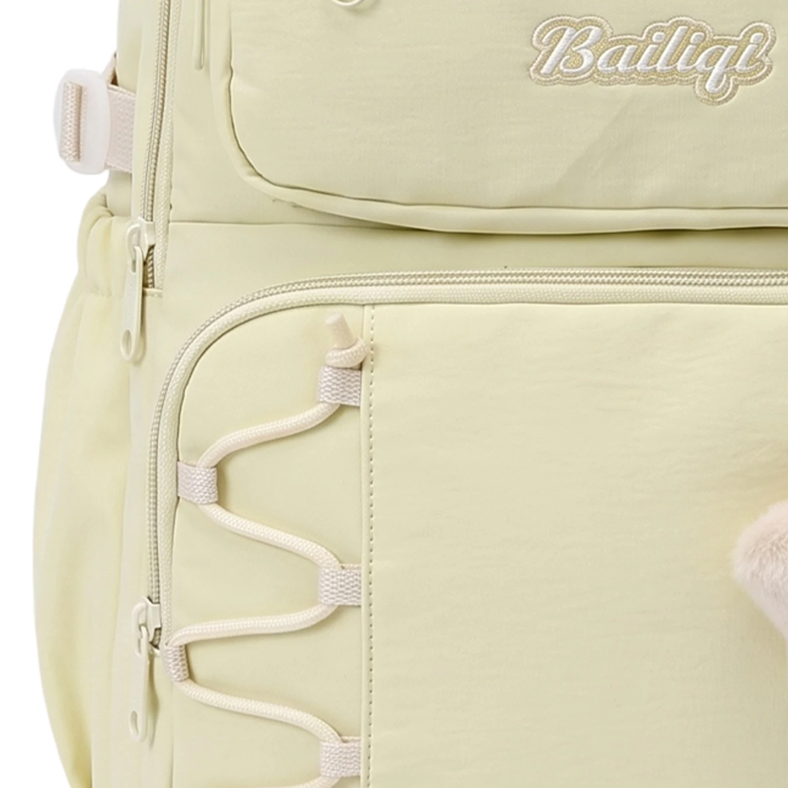 Young Women Aesthetic Backpack Korean Style Nylon Bag Multi-Compartment Travel Pack