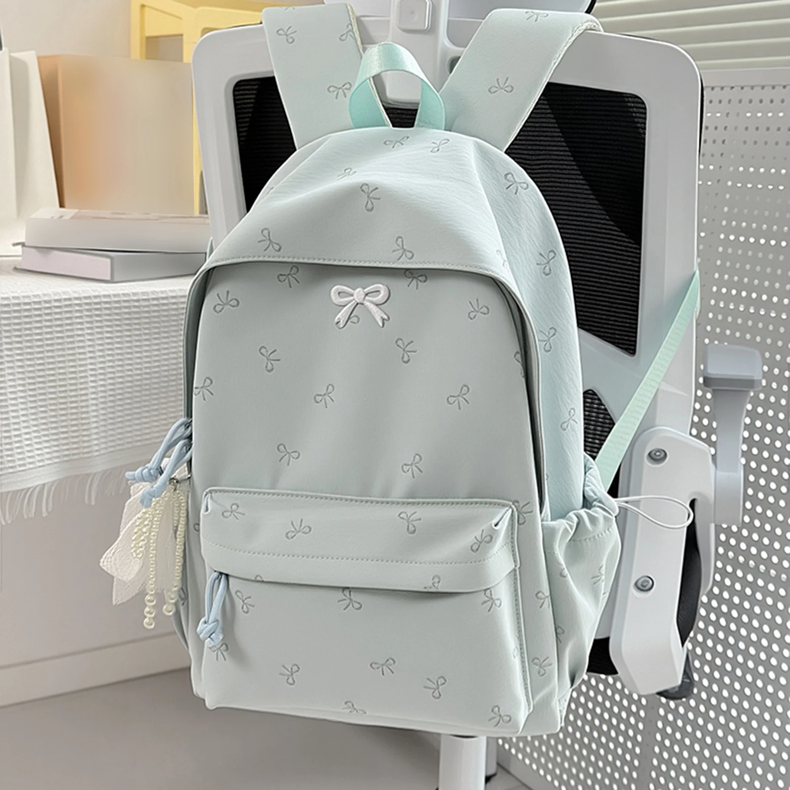 Women Bows Backpacks Travel Bag Large Capacity Kawaii Laptop Backpack Y2k Casual Laptop Bag Nylon for Kids Children Teens Girls
