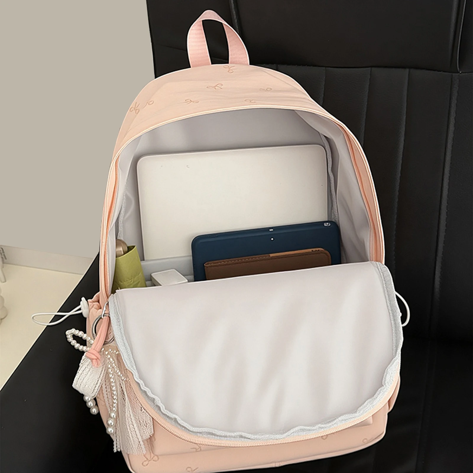 Women Bows Backpacks Travel Bag Large Capacity Kawaii Laptop Backpack Y2k Casual Laptop Bag Nylon for Kids Children Teens Girls