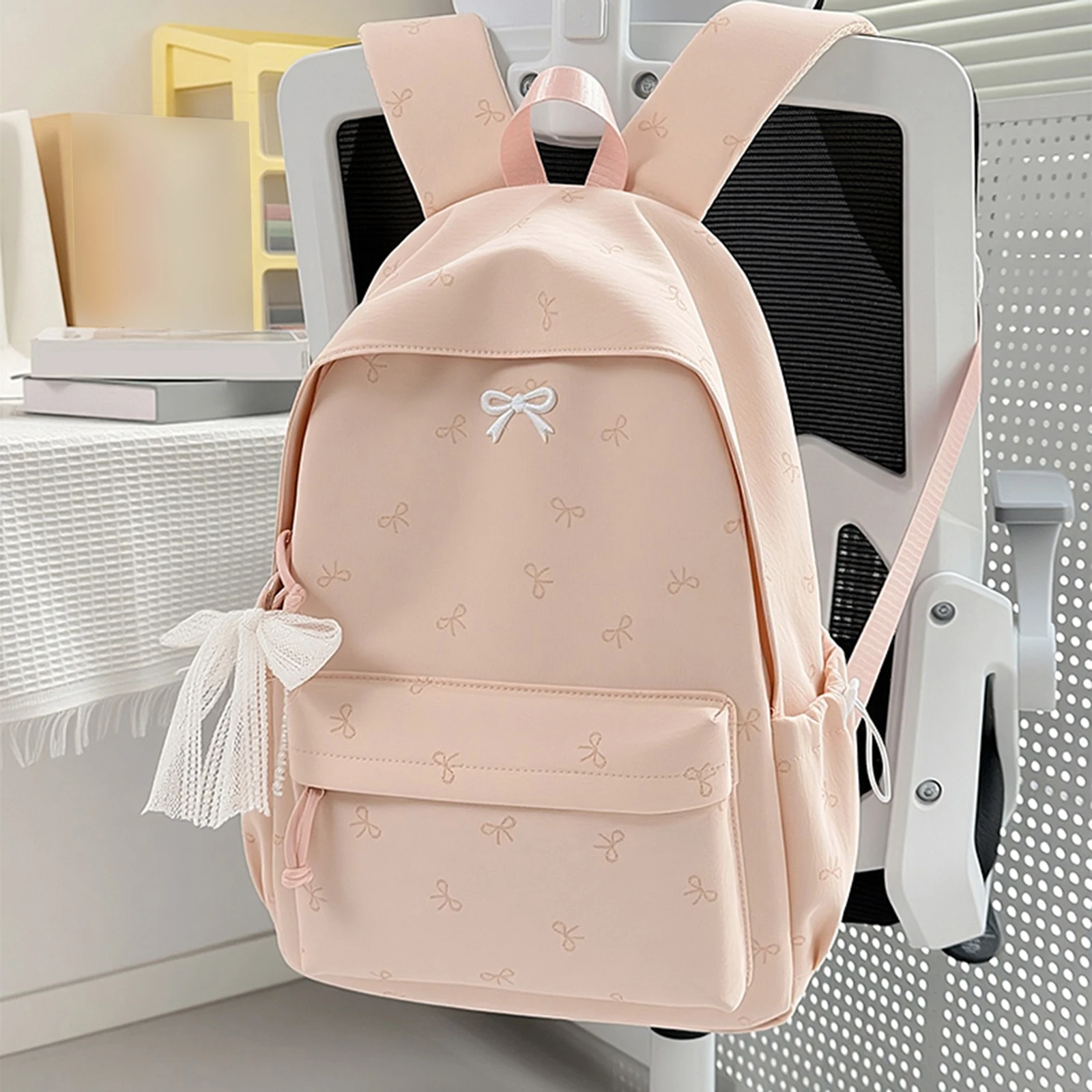 Women Bows Backpacks Travel Bag Large Capacity Kawaii Laptop Backpack Y2k Casual Laptop Bag Nylon for Kids Children Teens Girls