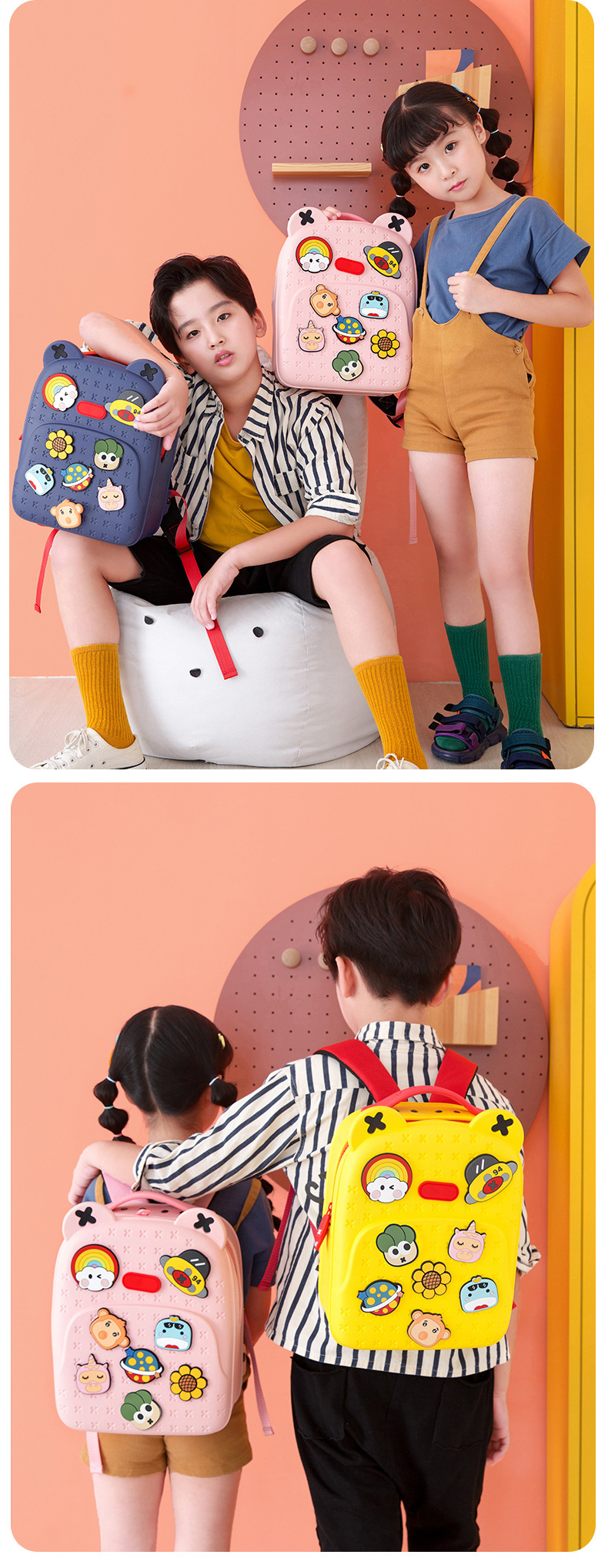Kindergarten Kids Kawaii Backpacks for Girls Fashion DIY School Bags for Boys Waterproof Children Kids Cartoon Book Bag Gift