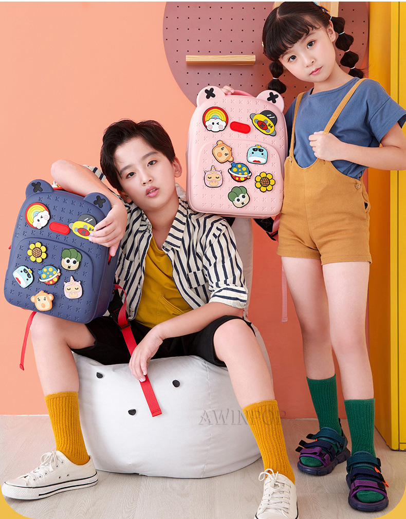Kindergarten Kids Kawaii Backpacks for Girls Fashion DIY School Bags for Boys Waterproof Children Kids Cartoon Book Bag Gift