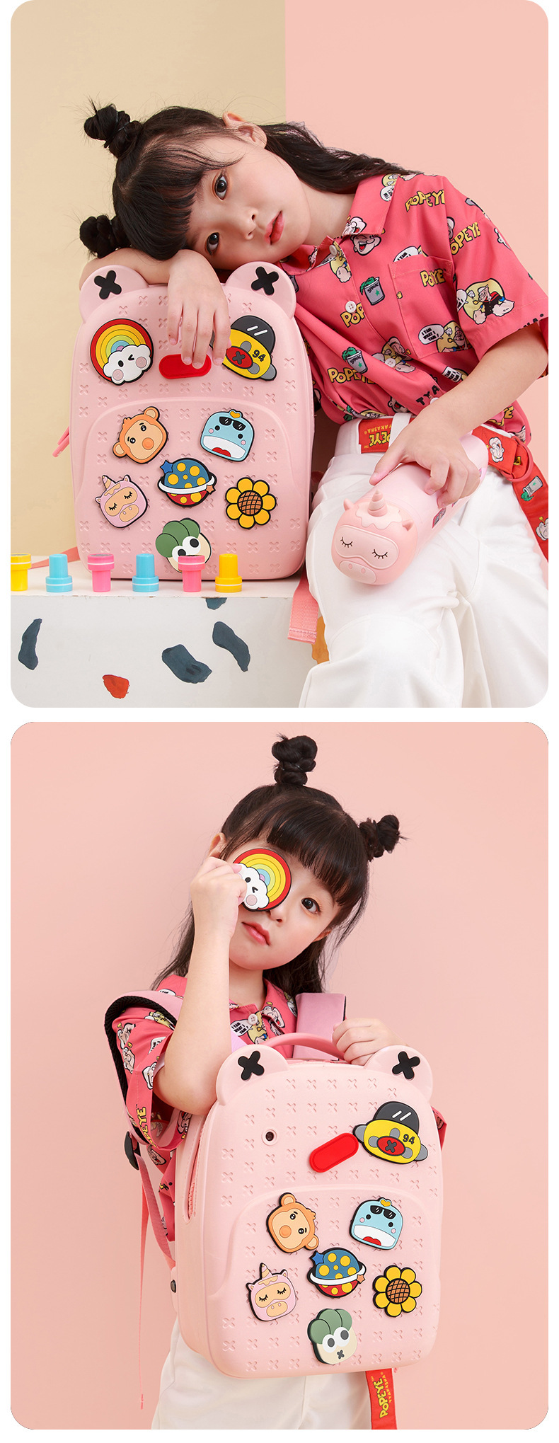 Kindergarten Kids Kawaii Backpacks for Girls Fashion DIY School Bags for Boys Waterproof Children Kids Cartoon Book Bag Gift