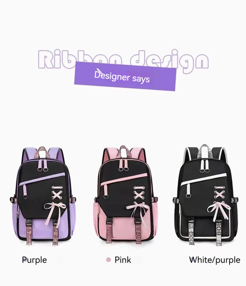 Teenagers Cute Schoolbag Shoulder Backpack Nylon Fabric Girls, Large Capacity Splash-Proof