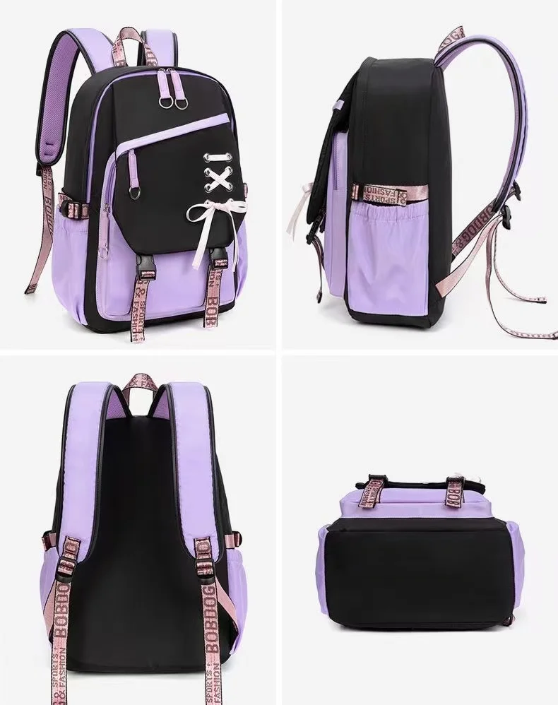 Teenagers Cute Schoolbag Shoulder Backpack Nylon Fabric Girls, Large Capacity Splash-Proof