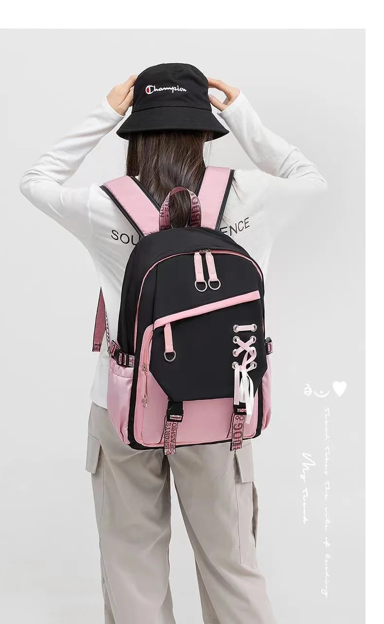 Teenagers Cute Schoolbag Shoulder Backpack Nylon Fabric Girls, Large Capacity Splash-Proof