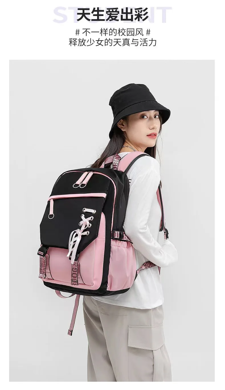 Teenagers Cute Schoolbag Shoulder Backpack Nylon Fabric Girls, Large Capacity Splash-Proof