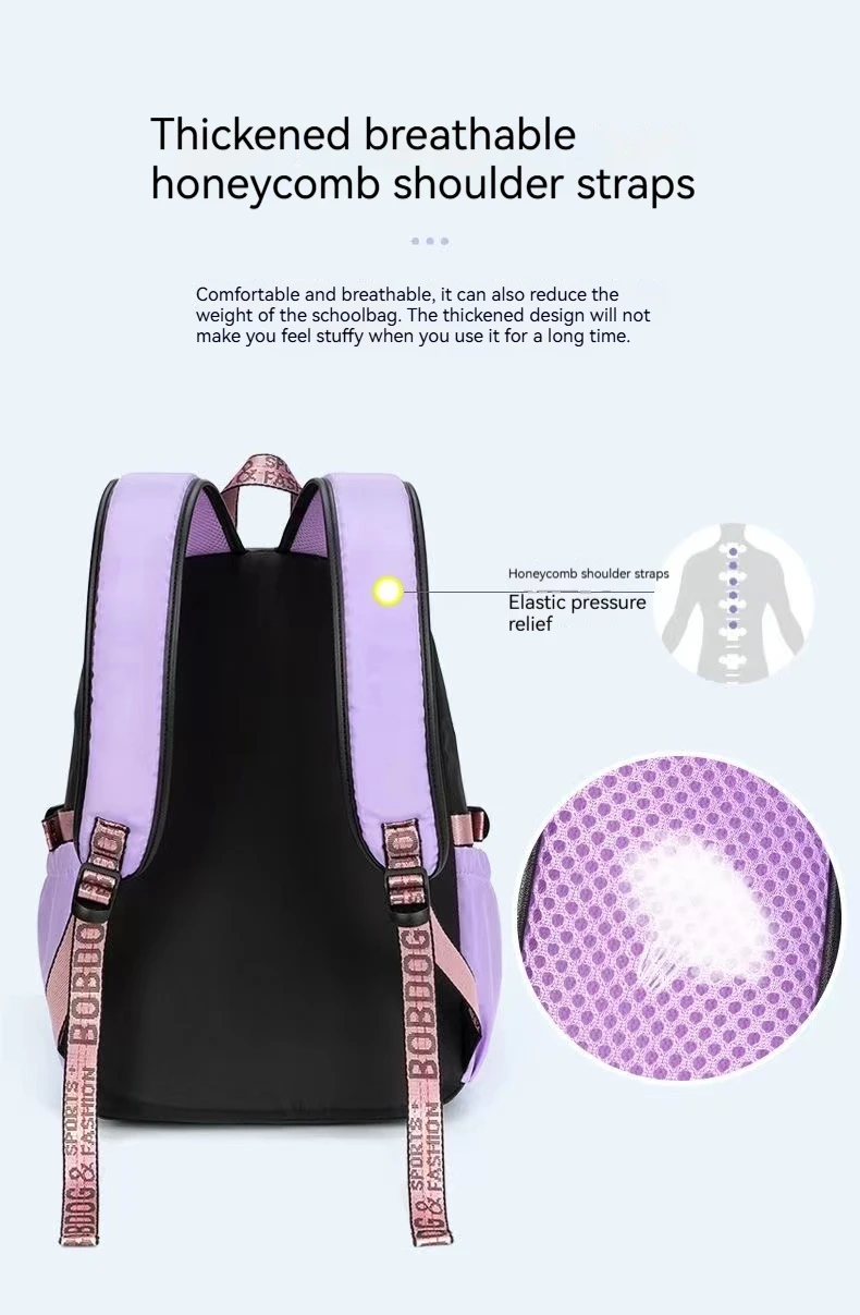 Teenagers Cute Schoolbag Shoulder Backpack Nylon Fabric Girls, Large Capacity Splash-Proof
