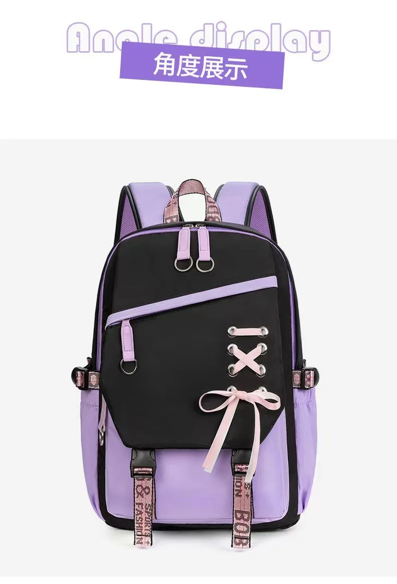 Teenagers Cute Schoolbag Shoulder Backpack Nylon Fabric Girls, Large Capacity Splash-Proof
