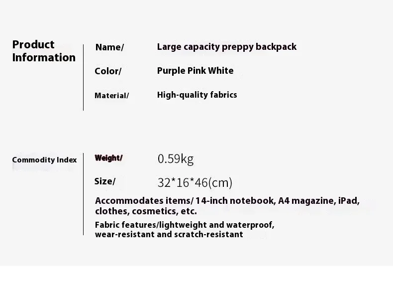 Teenagers Cute Schoolbag Shoulder Backpack Nylon Fabric Girls, Large Capacity Splash-Proof