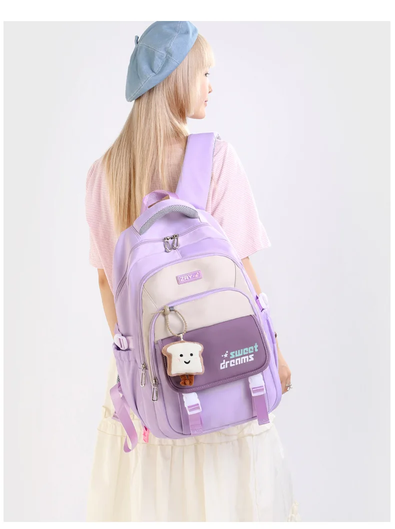 Girls Backpack for School Kawaii Bookbag for Teenage Multiple Pockets School Bag for Primary Elementary Middle School, Age 6-14