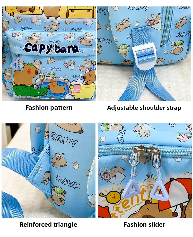 2025 Trend Large Capacity Capybara Book Bag Girl Nylon Backpack Kawaii Cartoon Student School Bag Cute College Backpack mochila