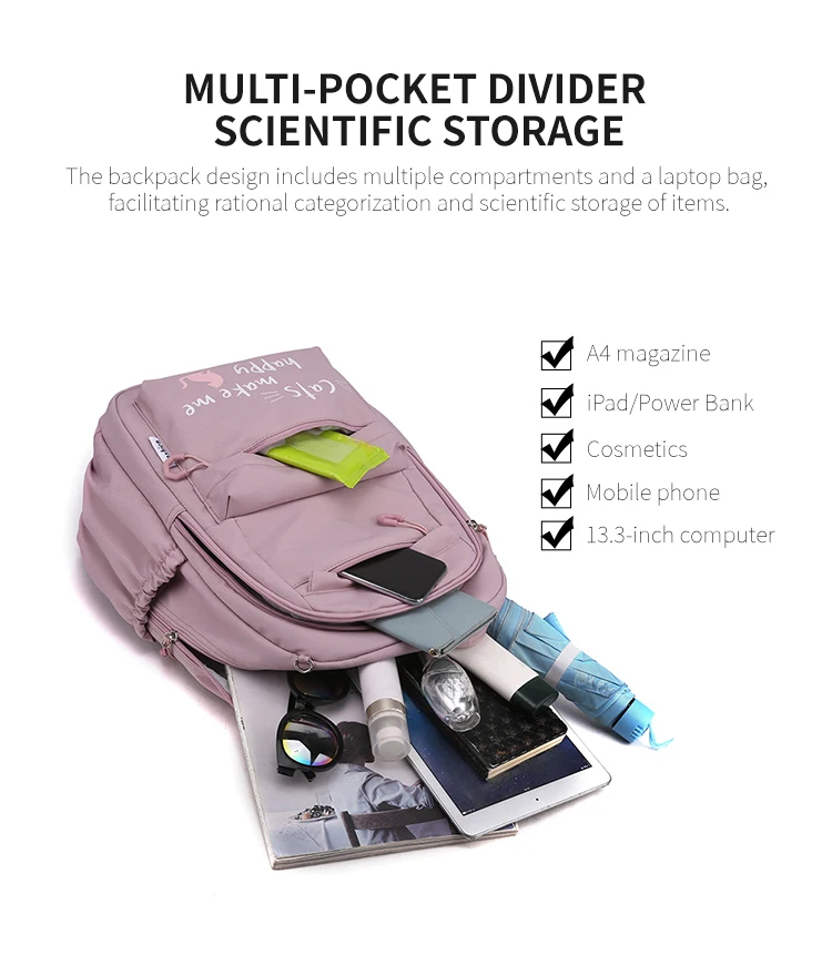 Suitable for Teenagers, School Bags, Backpacks, Double-Shoulder Backpacks, Pink School Bags, Backpacks Suitable for Elementary and Middle School Students