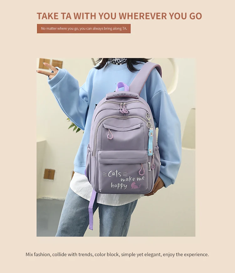 Suitable for Teenagers, School Bags, Backpacks, Double-Shoulder Backpacks, Pink School Bags, Backpacks Suitable for Elementary and Middle School Students