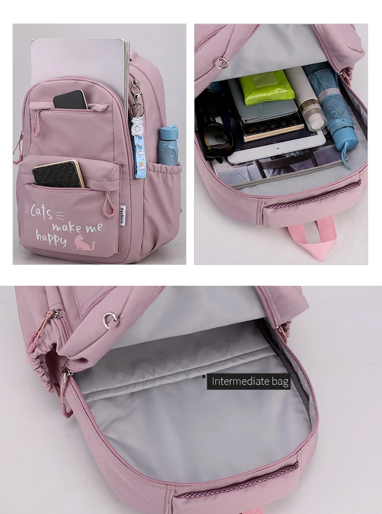 Suitable for Teenagers, School Bags, Backpacks, Double-Shoulder Backpacks, Pink School Bags, Backpacks Suitable for Elementary and Middle School Students