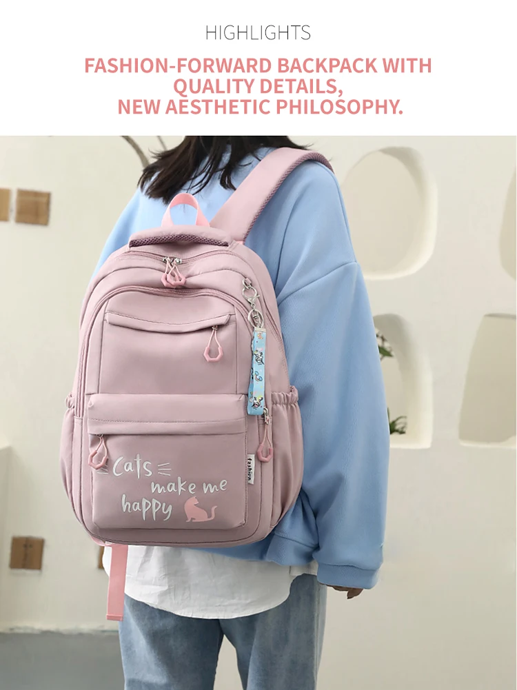 Suitable for Teenagers, School Bags, Backpacks, Double-Shoulder Backpacks, Pink School Bags, Backpacks Suitable for Elementary and Middle School Students