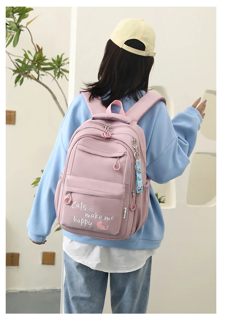 Suitable for Teenagers, School Bags, Backpacks, Double-Shoulder Backpacks, Pink School Bags, Backpacks Suitable for Elementary and Middle School Students