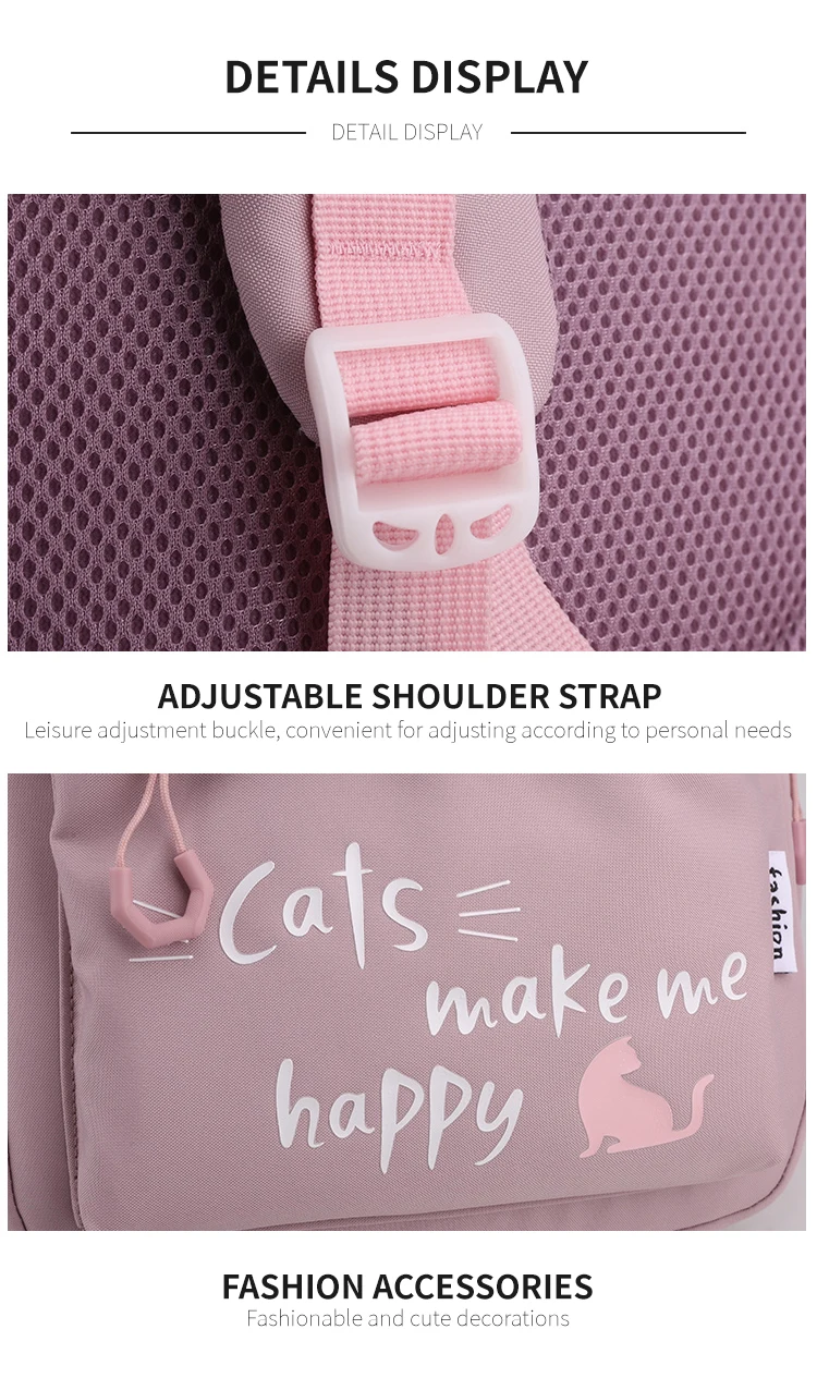 Suitable for Teenagers, School Bags, Backpacks, Double-Shoulder Backpacks, Pink School Bags, Backpacks Suitable for Elementary and Middle School Students