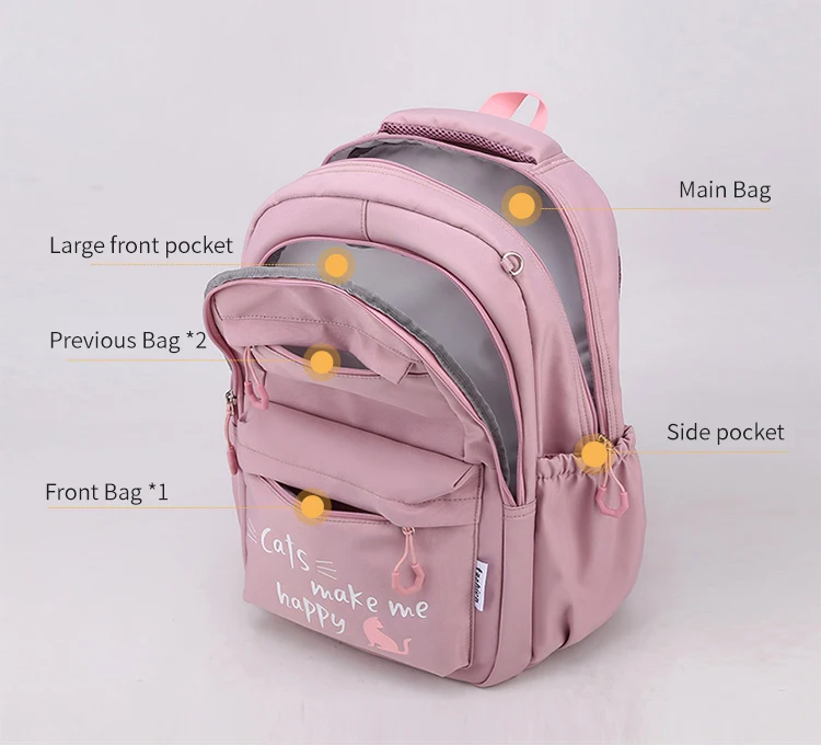 Suitable for Teenagers, School Bags, Backpacks, Double-Shoulder Backpacks, Pink School Bags, Backpacks Suitable for Elementary and Middle School Students