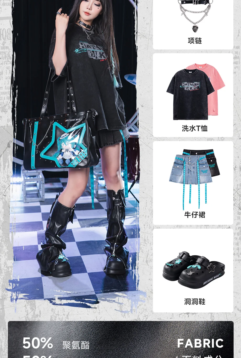 Original Moeyu Hatsune Miku Rock Star Ita Bag Girl Women Shoulder Tote Bag Handbags Vocaloid Cosplay Men Punk bag Backpack
