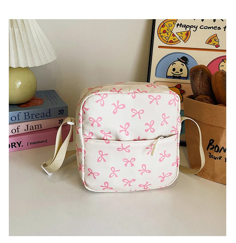 Korean Fashion Bow Print Women Fashion Backpack Simple Student Schoolbag college student backpack Set Three-Piece