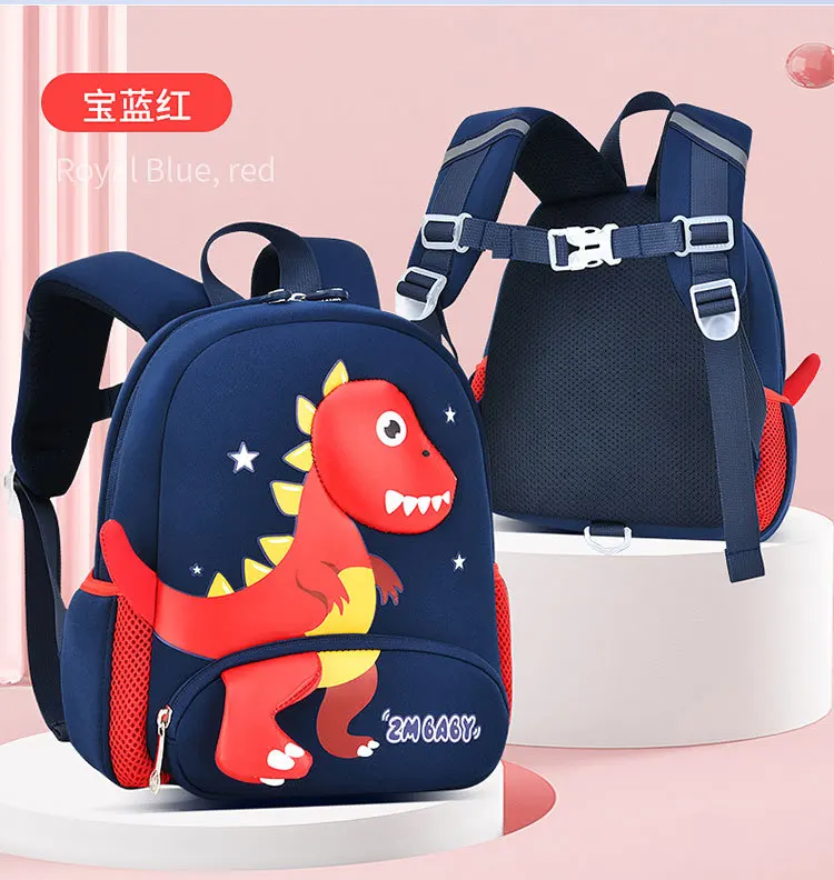 2024 New Kindergarten School Bags for Boys 3D Dinosaur Backpacks Kids Waterproof Neoprene Light Cute Mini Children Book Bag Girl