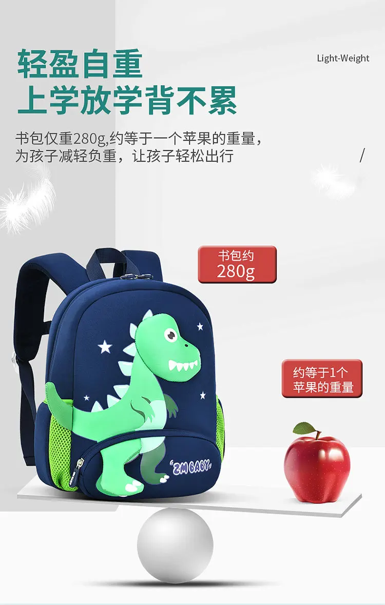 2024 New Kindergarten School Bags for Boys 3D Dinosaur Backpacks Kids Waterproof Neoprene Light Cute Mini Children Book Bag Girl