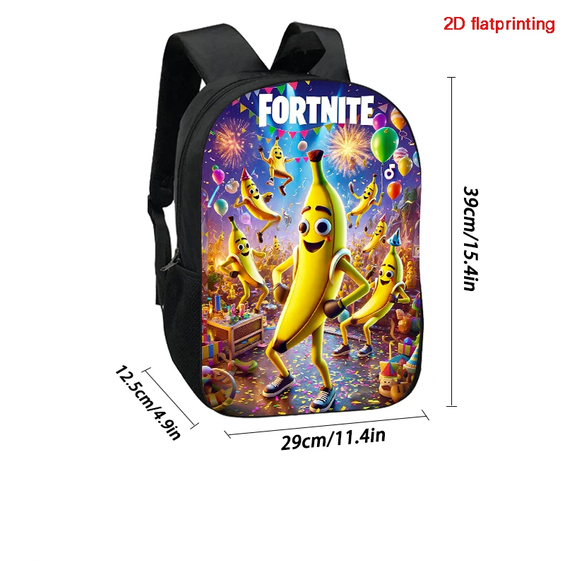 Large Capacity 15" Fortnite Cartoon Backpack, Unisex Boys & Girls Age 6-14 Printed Spacious Student School Bag