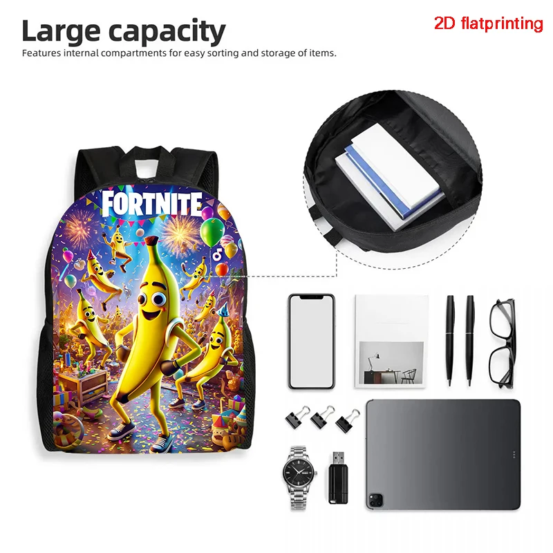 Large Capacity 15" Fortnite Cartoon Backpack, Unisex Boys & Girls Age 6-14 Printed Spacious Student School Bag