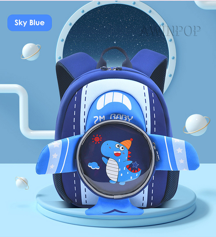 New Kindergarten Boys School Bags 3D Cartoon Plane Design Cute Kids School Backpack Fashion Bookbag Kawaii Toddler Mochilas Para