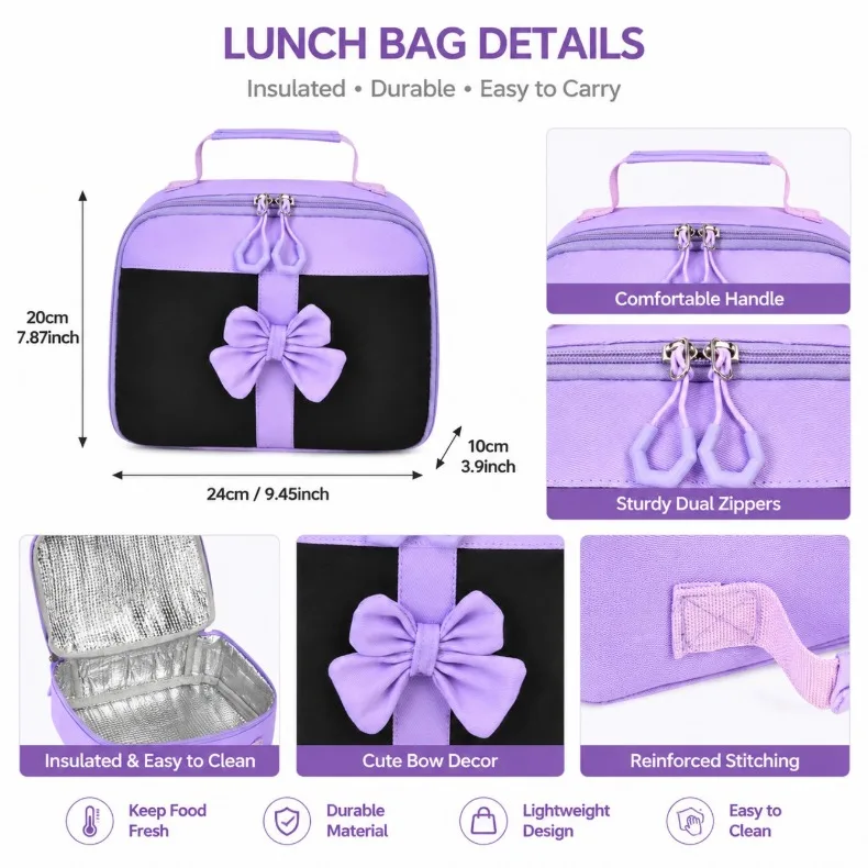 3pcs/set fashion backpack for school Girls Cute School Backpack with Lunch Bag Pencil Case Primary Middle School Student Bookbag