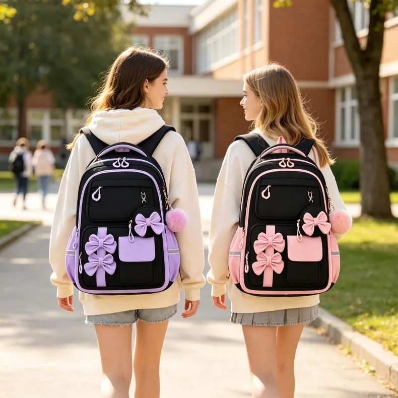 3pcs/set fashion backpack for school Girls Cute School Backpack with Lunch Bag Pencil Case Primary Middle School Student Bookbag