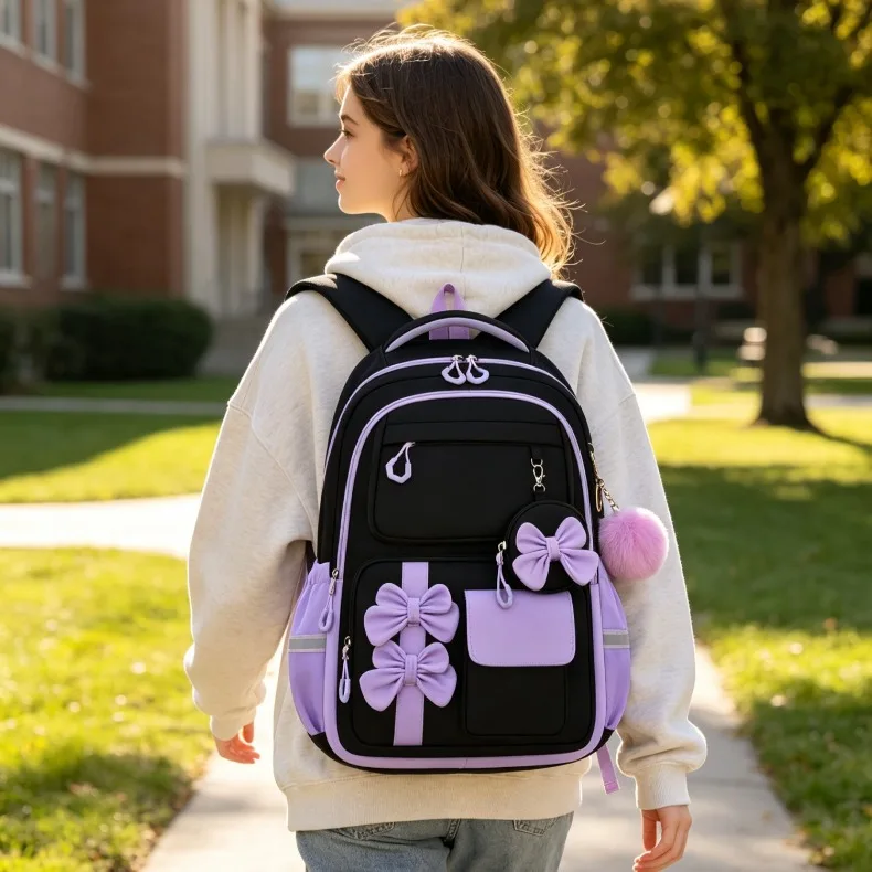 3pcs/set fashion backpack for school Girls Cute School Backpack with Lunch Bag Pencil Case Primary Middle School Student Bookbag