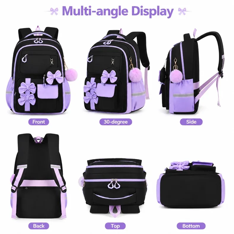 3pcs/set fashion backpack for school Girls Cute School Backpack with Lunch Bag Pencil Case Primary Middle School Student Bookbag