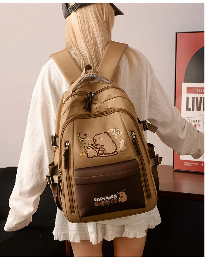 Kawaii Capybara School Backpack 3pcs Girls School Bags Set Casual Daypacks Kids Book bag Children Schoolbag Travel Backpack