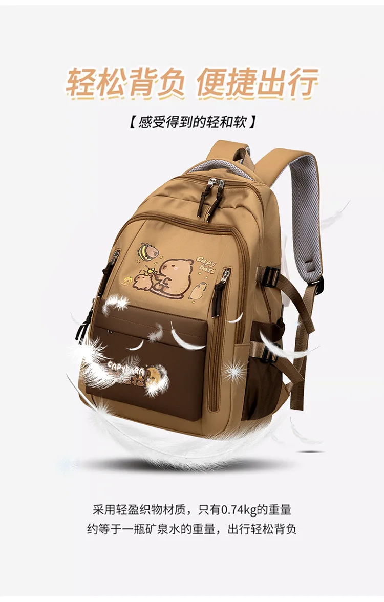Kawaii Capybara School Backpack 3pcs Girls School Bags Set Casual Daypacks Kids Book bag Children Schoolbag Travel Backpack