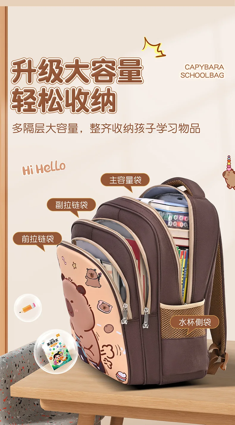 Capybara Children School Bags For Boys Girls Kids Backpack Primary Orthopedic School Backpack Waterproof Schoolbag Book Bag