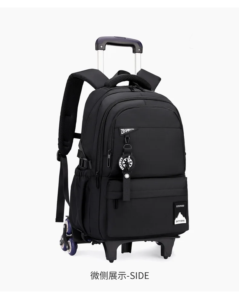Students Wheeled School Bag Boys Trolley Bags for School Men Travel Backpack with Wheels Waterproof Large Capacity Luggage Bag