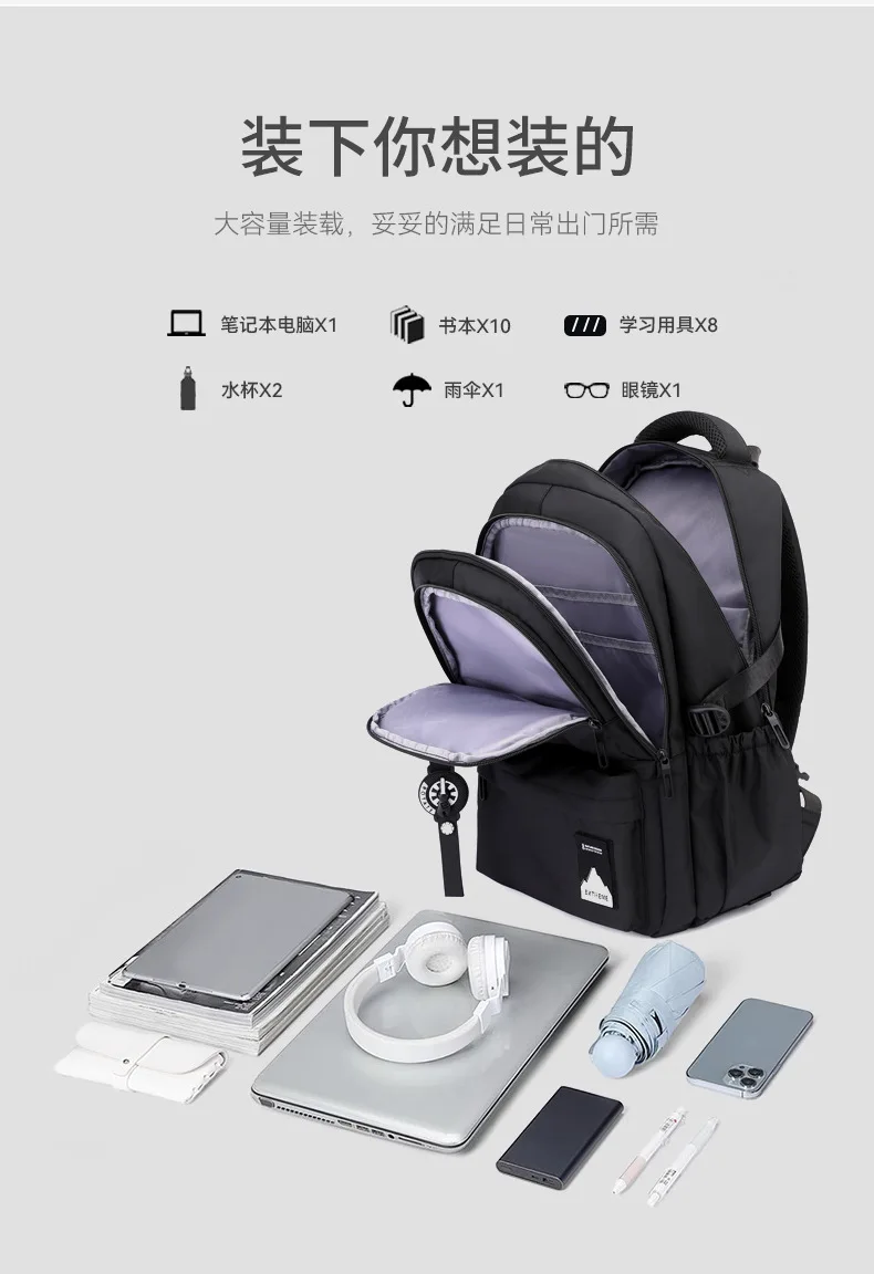 Students Wheeled School Bag Boys Trolley Bags for School Men Travel Backpack with Wheels Waterproof Large Capacity Luggage Bag