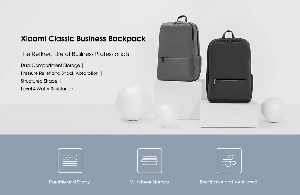 Xiaomi Classic Business Backpack 2 Fashion Laptop Bag for Men and Women Travel Large Capacity Backpack