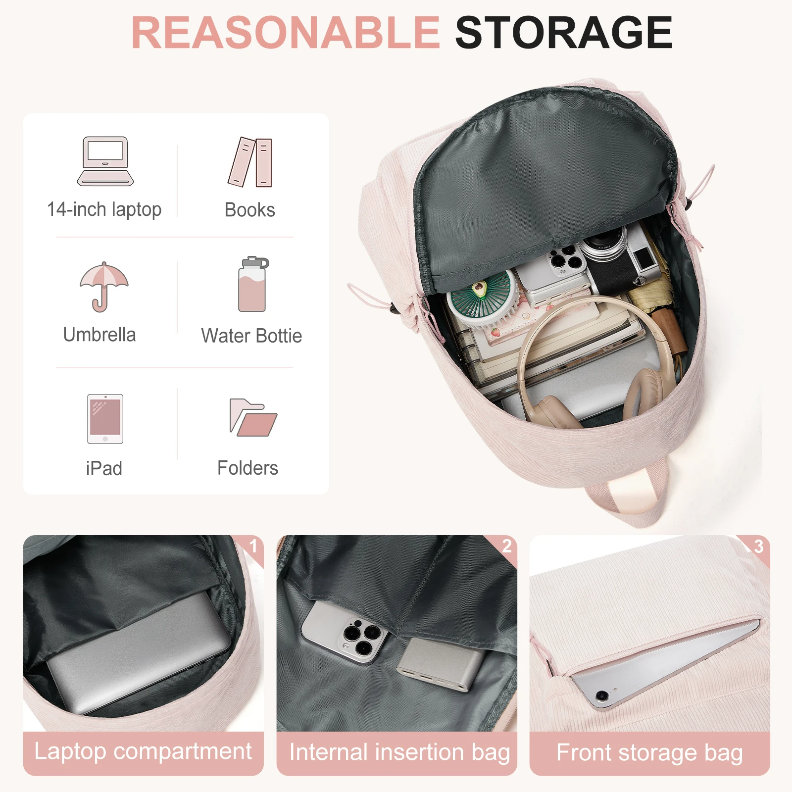 School Backpack for Teens Girls Boys Laptop Bag Fits 15.6 Inch College Travel Durable Leisure Fashion Student Backpack for Women