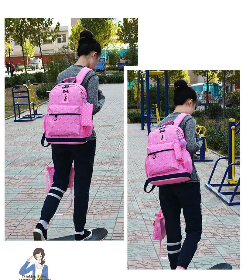 Orthopedic Primary Backpacks For Girls School Bags 3 Pcs/Set Schoolbag Dot Printing Schoolbag teenagers bookbag Rucksack Moch